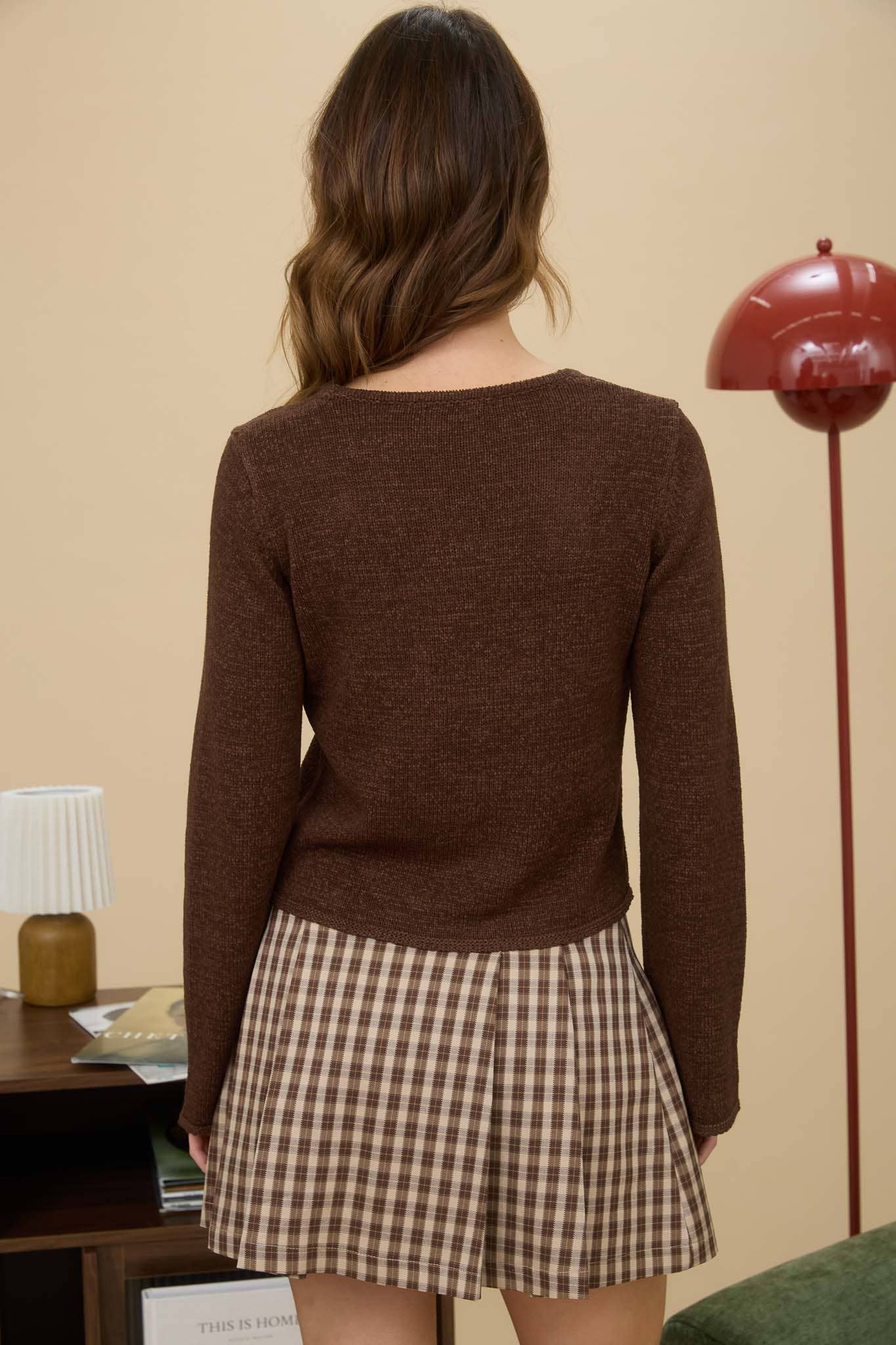 MULTI TIE FRONT LONG SLEEVE KNIT CARDIGAN